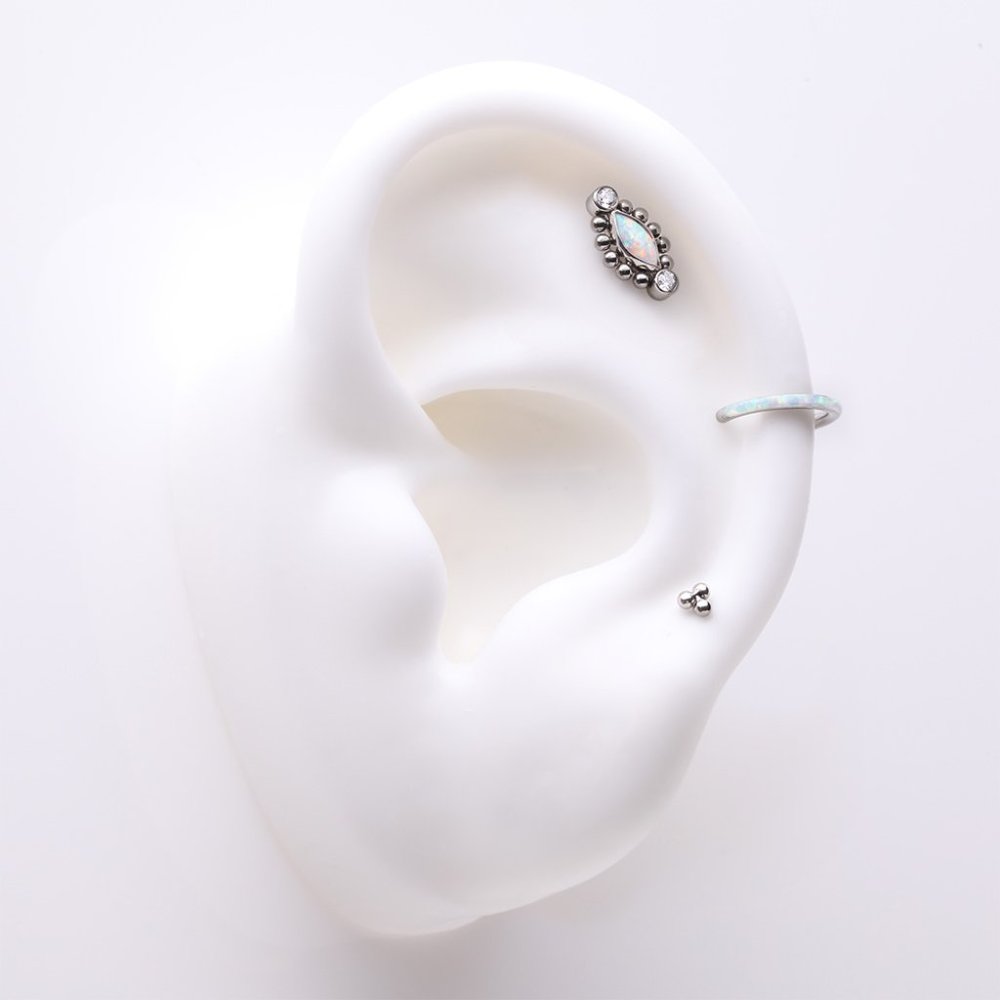 3 Pcs of Assorted Titanium Bali Beaded Marquise Fire Opal Stud x Clicker Package